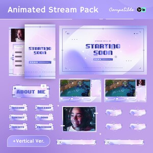Superposition de flux animés pour grand objectif : dégradé pastel net pour Twitch et OBS/Streamlabs