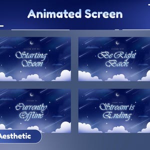 Sparkle Skies Animated Screen Package/Stream Overlay/Transition/Cloud Design/Twitch Set/Cute/Animation/Blue and White Color/Aesthetic Theme