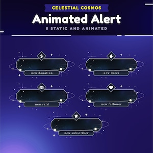 Animated Celestial Cosmos  Stream Alerts for Twitch, Kick, Youtube/Notification/Follow/Sub Alert/Galaxy/Starry Night/Blue Aesthetic