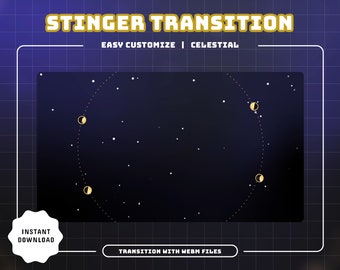 Celestial Animated Transition/Dark Blue Theme/Twitch Set/Panels/Calm Theme/Dark Theme/Unique Stream/Aesthetic Black/Transition Dark Blue