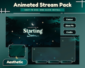 Emerald Woods Animated Stream Package/Forest/Green Color/Tree Design//Stream Overlay/Simple/Aesthetic Twitch/Forest Theme/Etsy Aesthetic