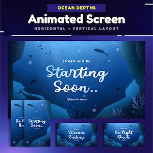 Ocean Depths Animated Stream Screen Package for Twitch/Mysterious Underwater Scene Background/Explore the Depths Vertical Screens for TikTok