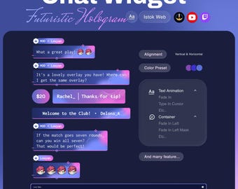 Futuristic Hologram Chat Widget | Animated & Customizable | Twitch YouTube | StreamElements OBS (Digital Download)