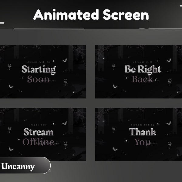Dark Shade Animated Stream Screens/Transition/Stream Overlay/Panels/Horror/Cute/Skull/Scary/Calm Theme/Dark/Gothic/Halloween/Spooky Stream