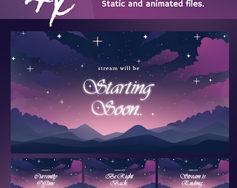 Animated Twilight Dreamscape Stream Screens: Ethereal Purple Galaxy for Twitch and OBS/Streamlabs