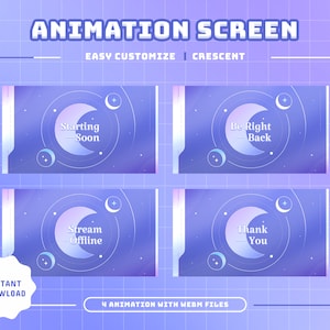 Crescent geanimeerd stroomscherm/overgang/stroom-overlay/panelen/rustig/eenvoudig/esthetisch/schattig thema/lijnen/paars/pastelkleur/sterrenstelsel/ster