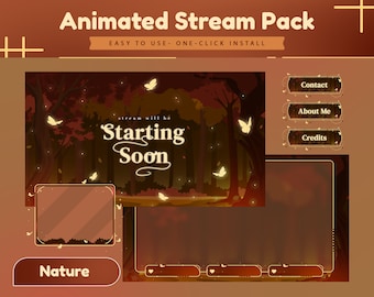 Butterbloom Woods Animated Stream Package/Orange Brown Theme/Twitch Set/Aesthetic Forest/Forest Design/Stream Overlay/Butterfly/Nature Theme