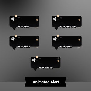 Obsidian Animated Alert Package/Stary Galaxy/Twitch Set/Panel/Stinger/Celestial/Unique Stream/Aesthetic Dark/Black theme stream overlay