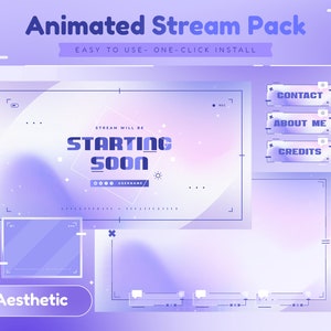 Wide Lens Animated Stream Package/Aesthetic/Purple Color/Pastel Theme/Simple Design/Kawaii/Cute Design/Purple Pink Color/Twitch Set/Lens
