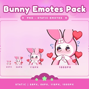 Blush Bunny Emotes Pack-cute Bunny/emote Bundle/discord/youtube/twitch ...