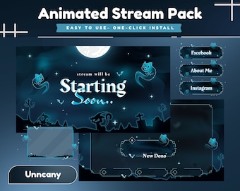 Geanimeerd streampakket voor Grave Scape Halloween – Spooky Twitch-overlay