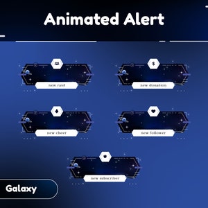 Exoplanet Animated Stream Alert Pack for Twitch, Kick, Youtube/Celestial Theme/Overlay Set/Transition/Panel/Dark Calm Color/Galaxy/Vtuber