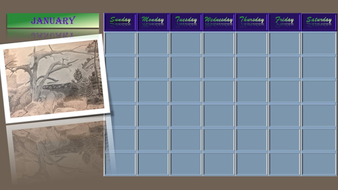 Printable January Calendarcan Be Reused Every Year Etsy