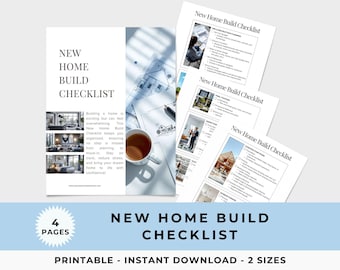 New Home Build Checklist, DIY Home Construction Planner, Printable Checklist for New House Essentials