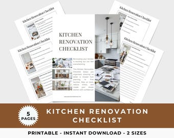 Checkliste für die Küchenrenovierung, DIY Home Remodel Guide, druckbarer Planer für die einfache Planung der Wohnungseinweihung