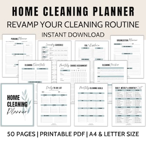 Cleaning Checklist | Home Management Binder | Cleaning Planner | Life Binder | Household Planner | Weekly House Chores | Cleaning Schedule
