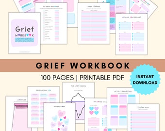 Grief Journal | Printable Template | Sympathy Gift | Stages Of Grief | Mental Health Grief | Grief Therapy Worksheets | Pet Loss Workbook