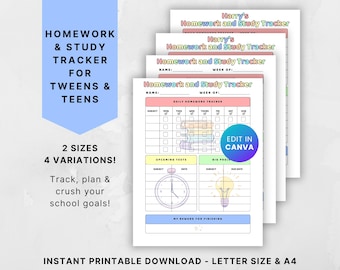 Suivi des devoirs et des études pour adolescents, agenda numérique des devoirs, liste de contrôle des travaux des élèves, organiseur d'études