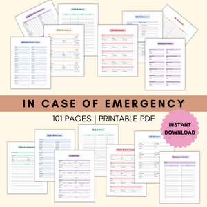 End Of Life Planner Printable | In Case Of Emergency Binder | Medical Binder | Emergency Planner | End Of Life Checklist | Will Preparation