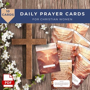 Cartes de prière quotidiennes - journal de prière imprimable - cartes d'affirmation chrétienne - téléchargement immédiat