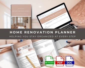 Home Improvement Planner Template | Renovation Checklist | Printable Home Reno Planner | New Home Builder Guide | Renovation Budget