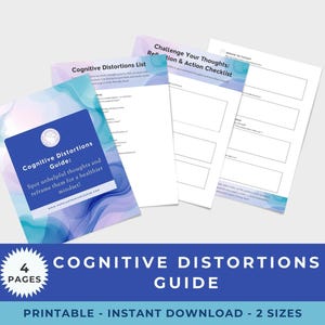Cognitive Distortions Guide: User-Friendly Worksheets for Therapy, Coping Techniques, and Emotional Growth Tools