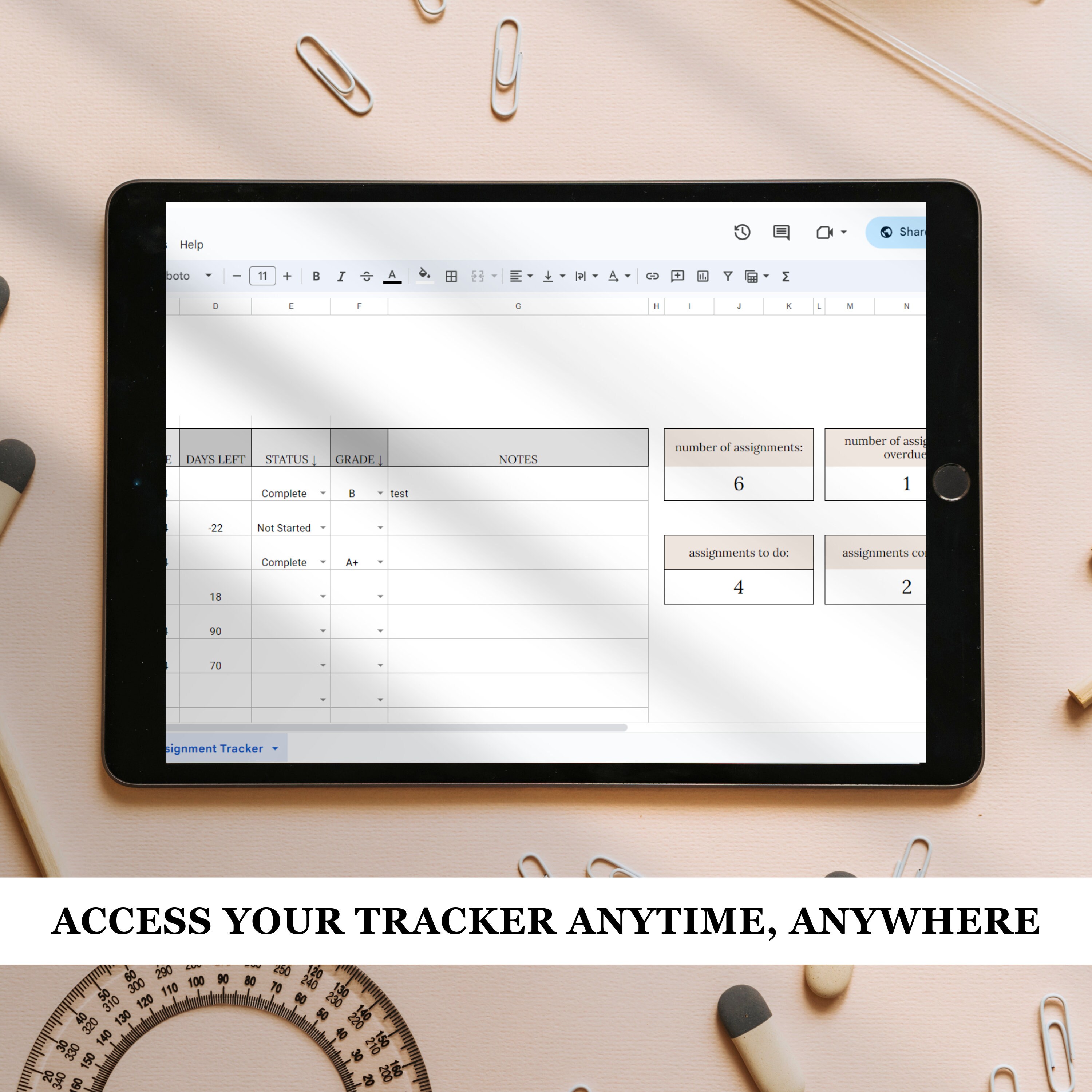 Assignment Tracking Spreadsheet | Assignment Tracker | Google Sheets ...