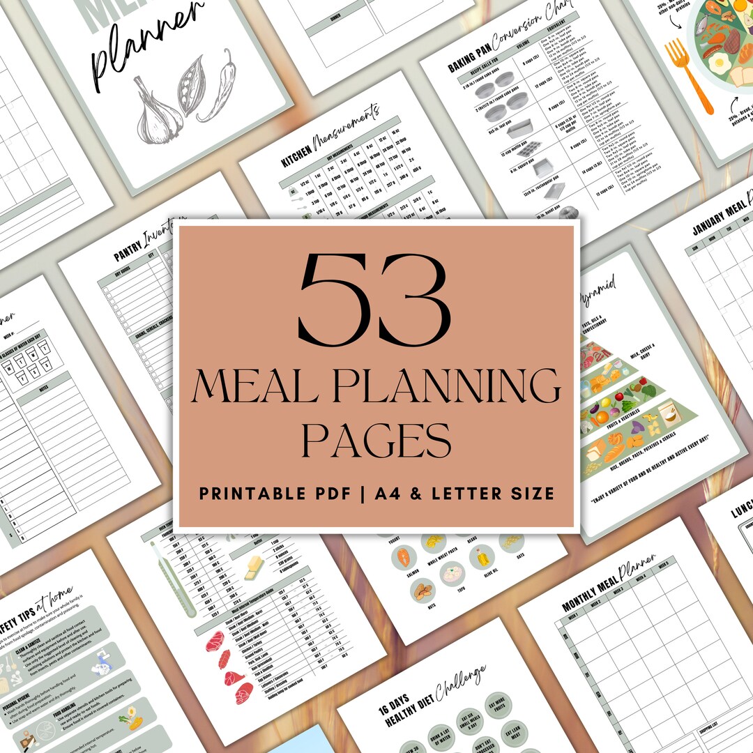 Meal Planner Printable | Recipe Template | Recipe Card | Weekly Menu ...