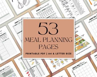 Meal Planner Printable | Recipe Template | Recipe Card | Weekly Menu Planner | Weekly Meal Planner | Instant Download | Recipe Binder