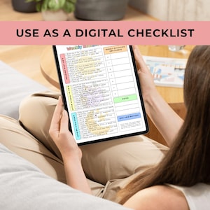 The Weekly Routine Checklist displayed on a tablet while a person sits on a couch looking at it
