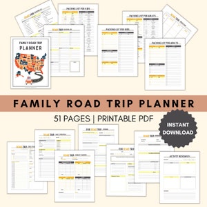 Family Road Trip Planner | Travel Printables | Printable Road Trip Planner Bundle | Road Trip Itinerary | Instant Download | Travel Planner