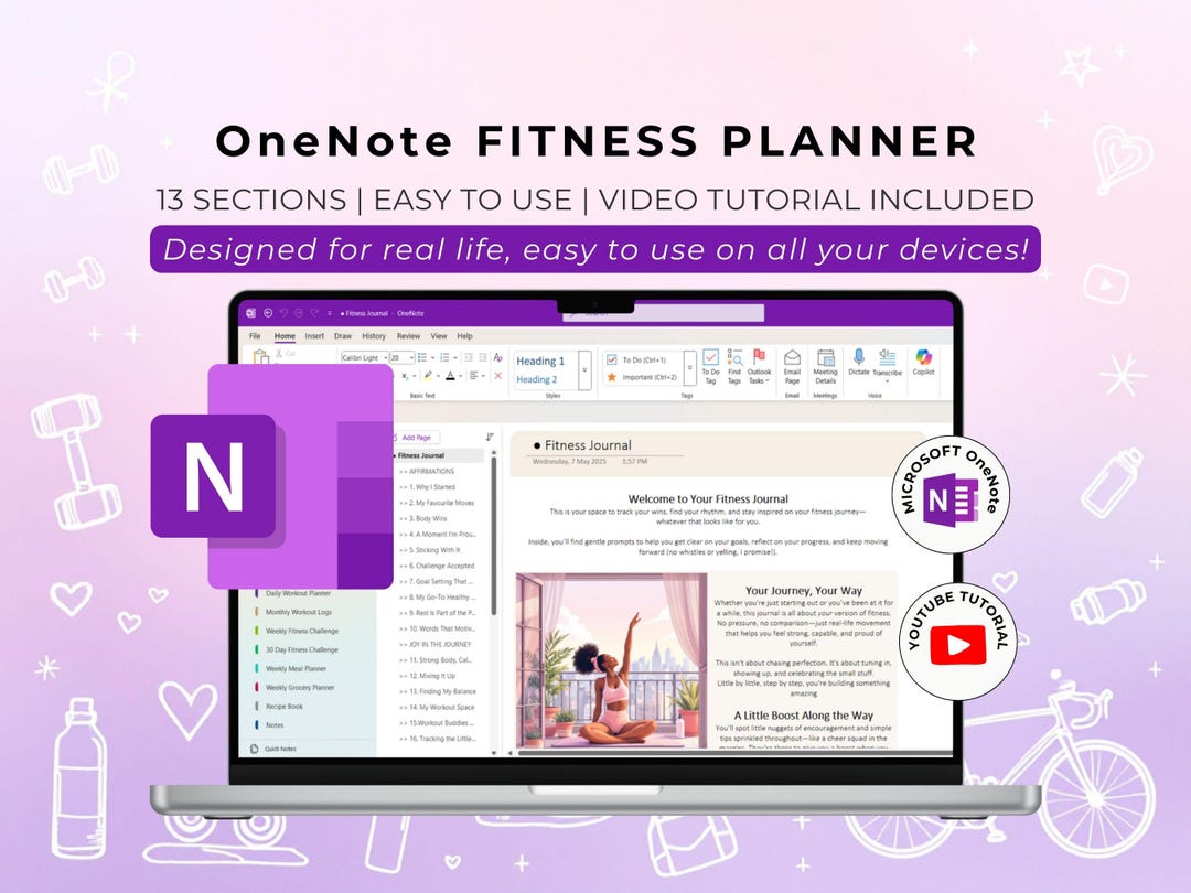 Goals Tracker Onenote Onenote Fitness Planner, Digital Meal Planner, Workout Tracker ...