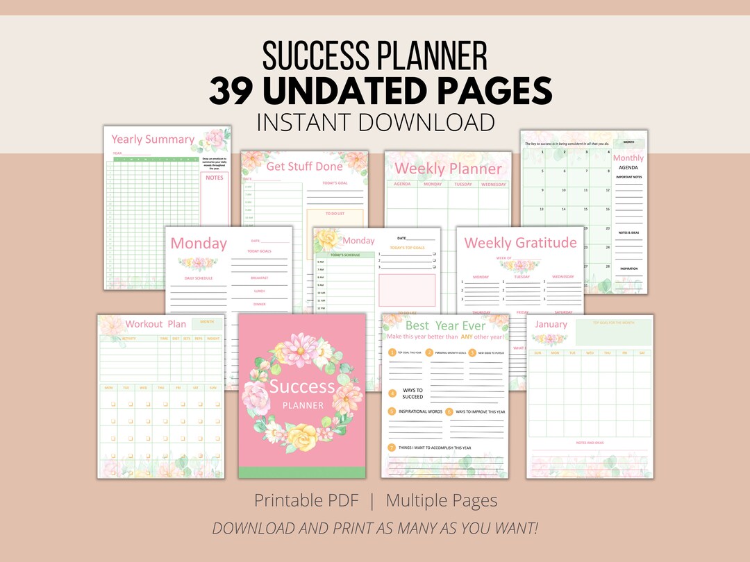 Month at A Glance | Undated Monthly Planner Printable | Daily Planner ...