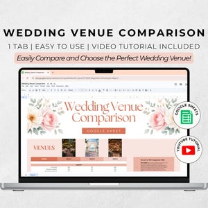 Hochzeit Veranstaltungsort Vergleich Tabelle | Google Sheets Hochzeitsplaner | Digitaler Download für die Eventplanung | Budget Tracker & Veranstaltungsortauswahl