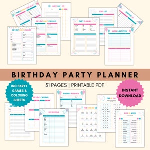 Birthday Party Planner | Birthday Party Organizer | Party Planner Printable | Party Checklist | Kids Birthday | Event Planner