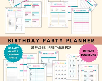 Birthday Party Planner | Birthday Party Organizer | Party Planner Printable | Party Checklist | Kids Birthday | Event Planner