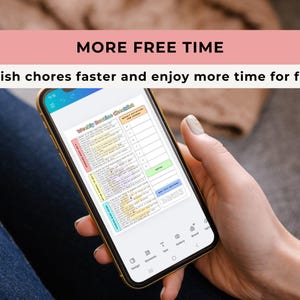 The Weekly Routine Checklist displayed on a mobile phone with a persons hand holding the device
