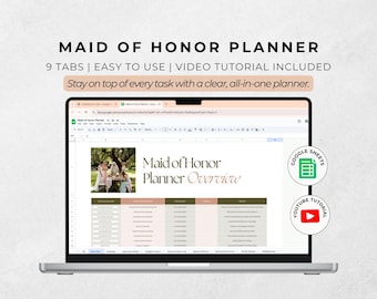 Trauzeugin Planer Google Sheet, Junggesellinnenparty Planungsleitfaden, Hochzeitsplaner, Bridal Shower Tracker
