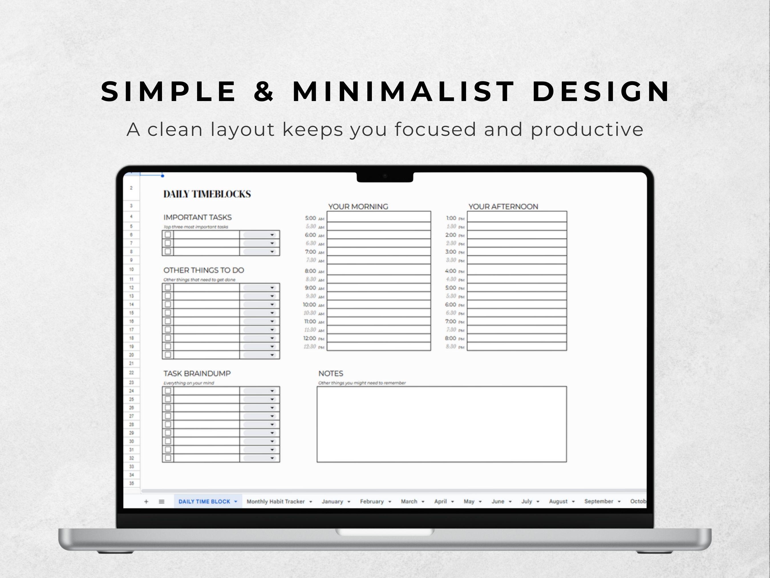 Time Blocking Planner, Google Sheets Template for Daily Schedule, Time ...