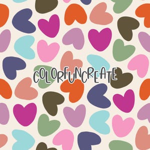 Colorful Boho Hearts Seamless Pattern, Cute Valentine’s Design, Hearts Digital Paper for Fabric and Crafts, Digital Download
