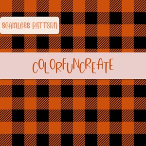 Rustic Fall Plaid Seamless Pattern, Buffalo Plaid Pattern for Crafts and Fabric, Orange Plaid Pattern, Digital Download