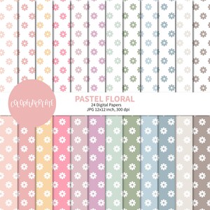WYPRZEDAŻ Wzory Pastelowych Kwiatów, Cyfrowe Papiery Pastelowych Kwiatów, Kolorowe Kwiaty, Bezszwowe Wzory, Papier Do Scrapbookingu, Kwiaty, Różowy, Niebieski