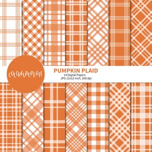 SALE Pumpkin Plaid Digital Papers, Seamless Patterns for Scrapbooking and Printables, Digital Crafting, Seamless Files