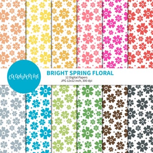 SALE Bright Spring Summer Floral Digital Papers, Flower Seamless Patterns for Scrapbooking and Crafts