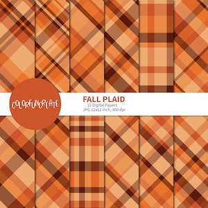 SALE Fall Plaid Digital Papers,  Rustic Plaid Seamless Patterns for Scrapbooking and Printables, Digital Crafting, Pattern Design