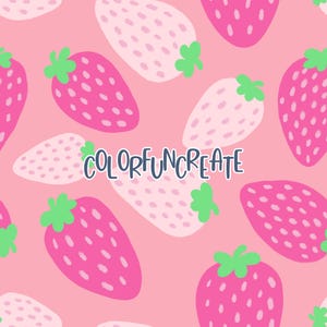 Motivo senza cuciture con fragole rosa, motivo di frutta stravagante per tessuti e lavori artigianali, motivo estivo, motivo per bambine, download digitale