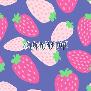 Motivo senza cuciture con fragole rosa, motivo di frutta stravagante per tessuti e lavori artigianali, motivo estivo, motivo per bambine, download digitale