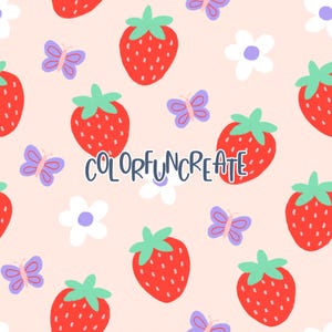 Joli modèle sans couture de papillon aux fraises, motif estival pour travaux manuels et tissus, motif floral de fruits fantaisistes, art numérique, papier numérique