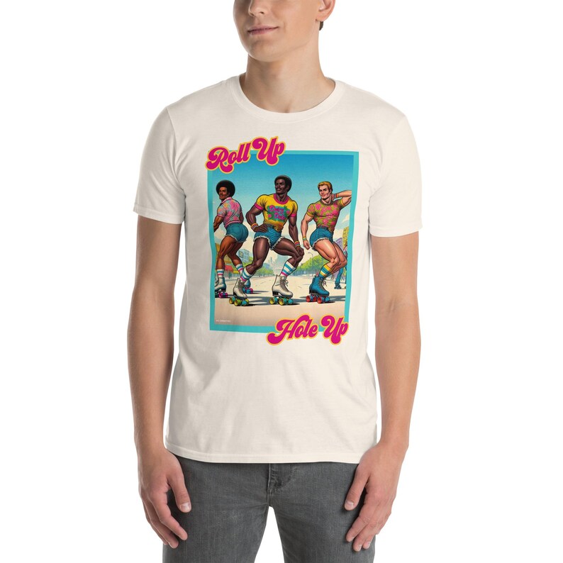 Retro Roller Disco Tee – “Roll Up, Hole Up” | Gay Vintage Skater Aesthetic