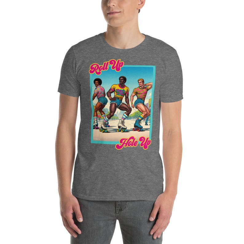 Retro Roller Disco Tee – “Roll Up, Hole Up” | Gay Vintage Skater Aesthetic